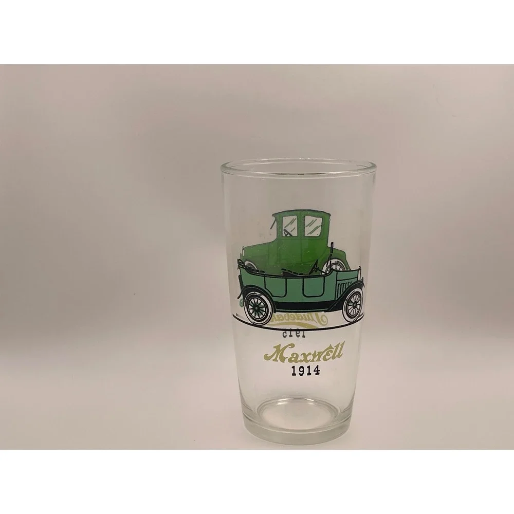 Vtg Hazel Atlas Old Timers Antique Car Glasses Set 4 Mid Century Barware 12oz